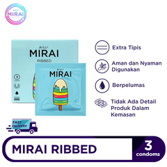 Kondom Mirai Ribbed 3 Pcs - Tekstur Garis Garis Halus