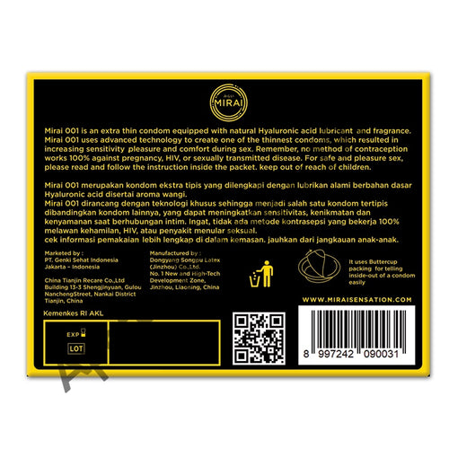 Mirai Condom 001 3 Pcs - Extra Thin Condom