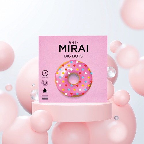 Condom Mirai Big Dots 3 Pcs - Larger and Wider Dotted Texture