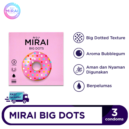 Condom Mirai Big Dots 3 Pcs - Larger and Wider Dotted Texture