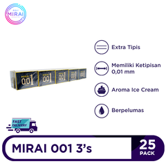 Mirai Condom 001 25 Packs @3 Pcs - Extra Thin Condom