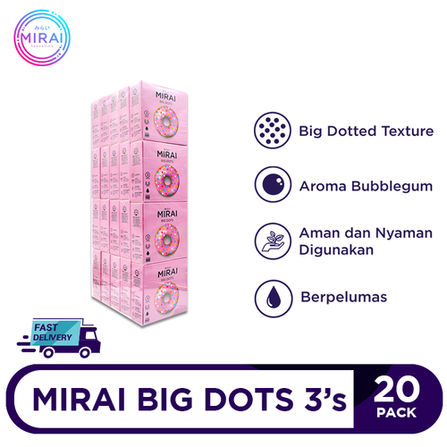 Condom Mirai Big Dots 20 Packs @3 Pcs - Larger and Wider Dotted Texture